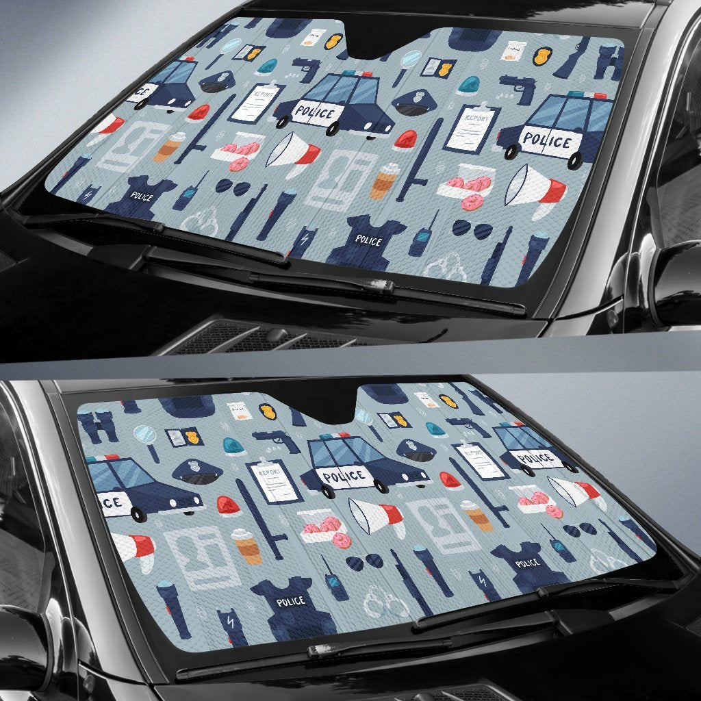 Pattern Print Police Car Sun Shade-grizzshop