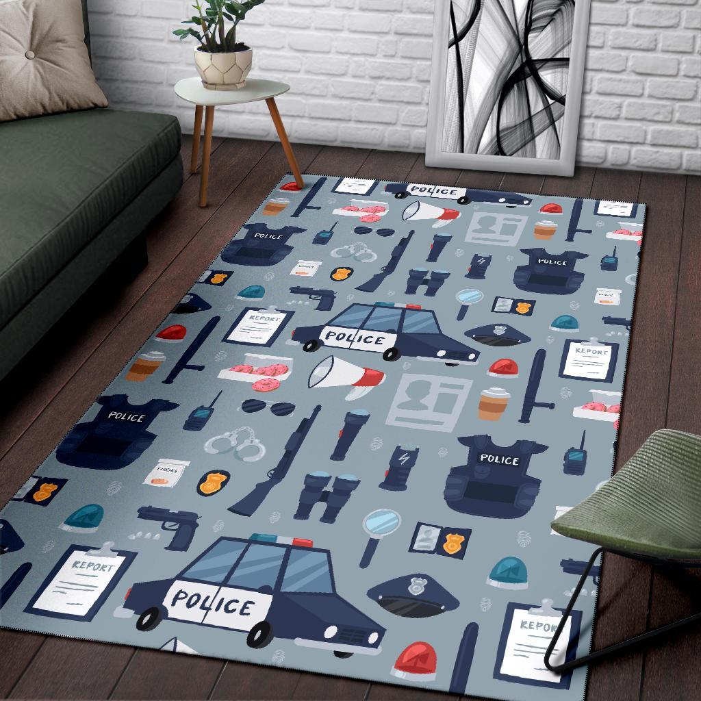 Pattern Print Police Floor Mat-grizzshop