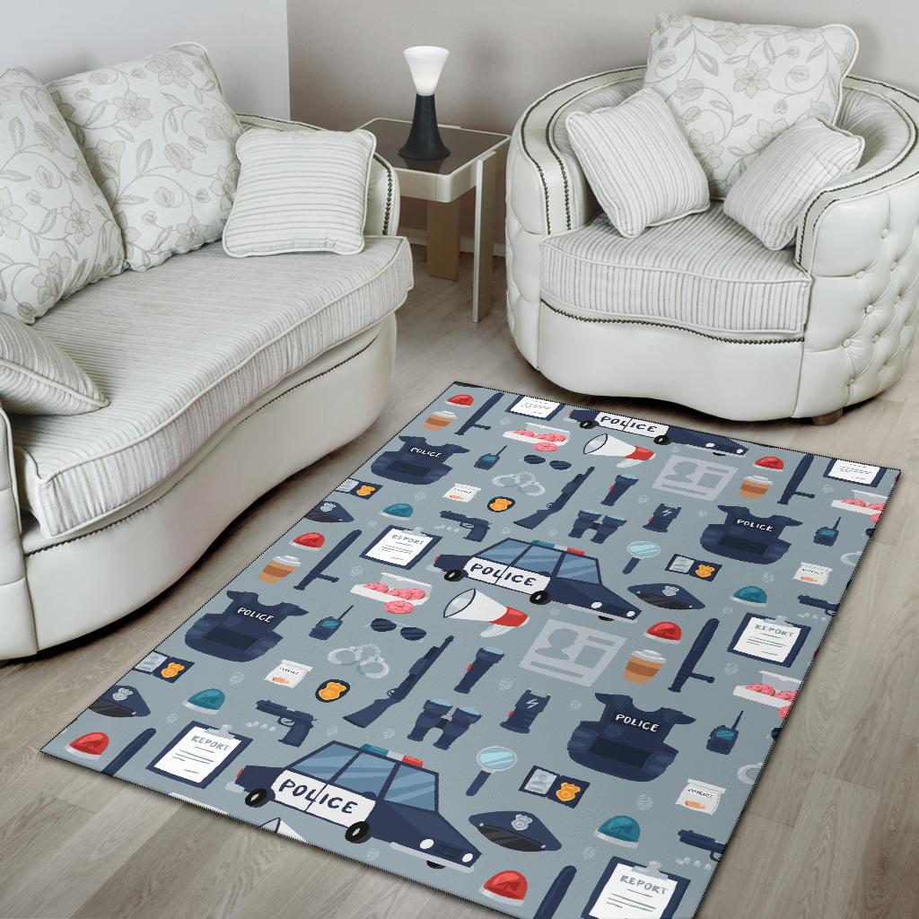 Pattern Print Police Floor Mat-grizzshop