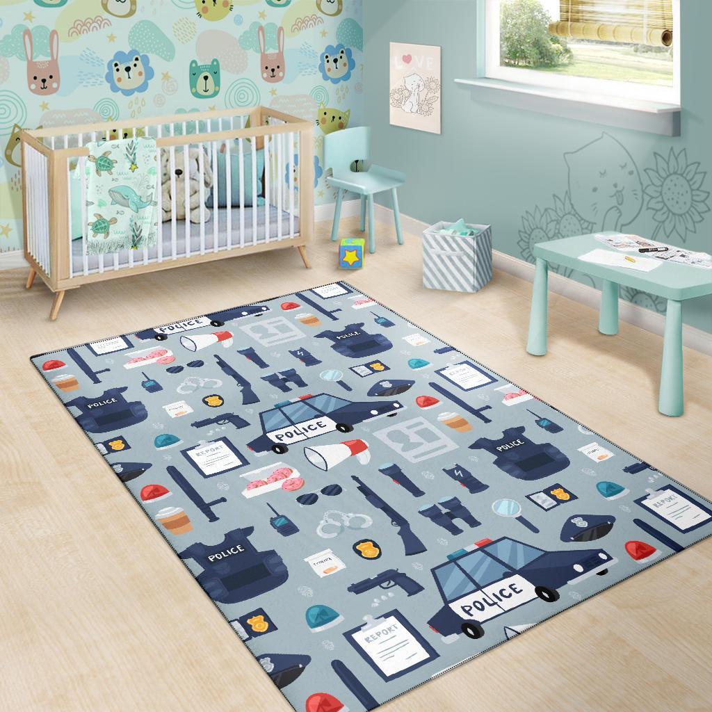 Pattern Print Police Floor Mat-grizzshop