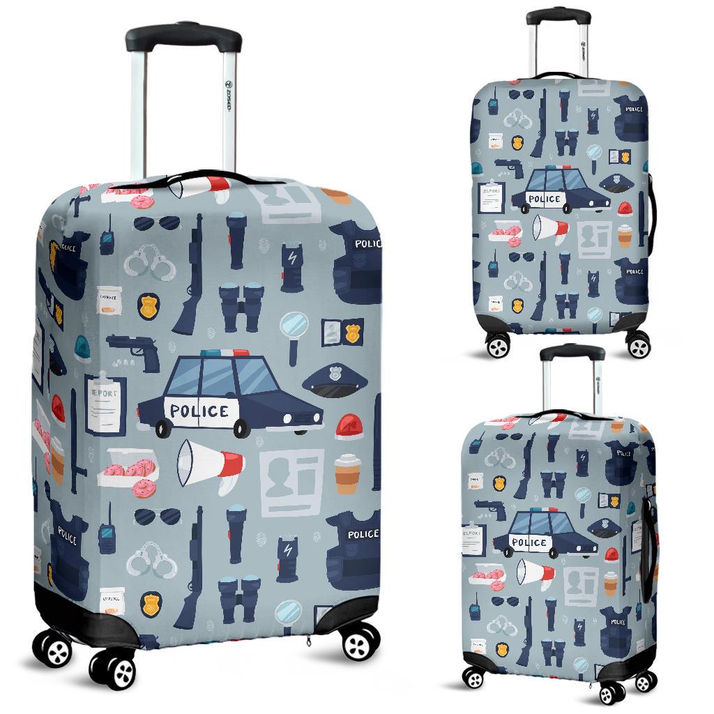 Pattern Print Police Luggage Cover Protector-grizzshop