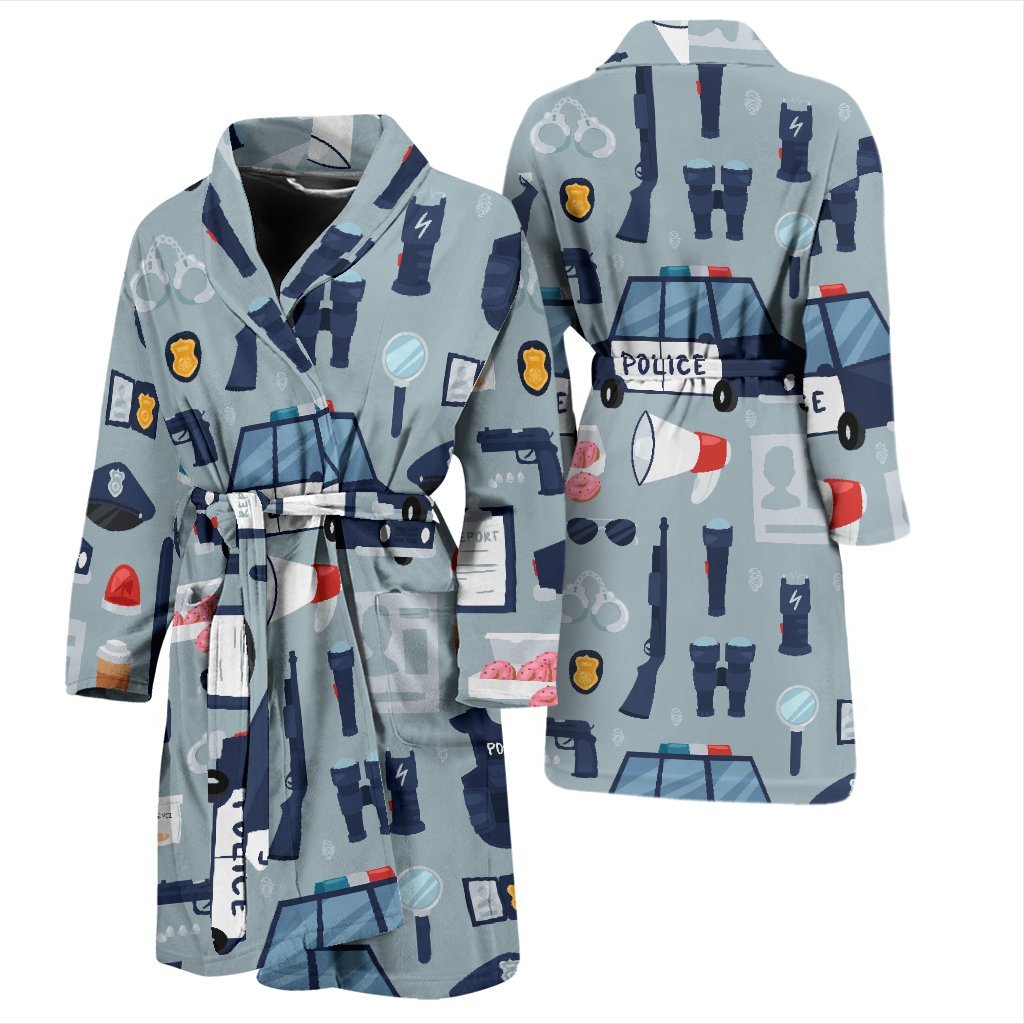 Pattern Print Police Men Long Robe-grizzshop