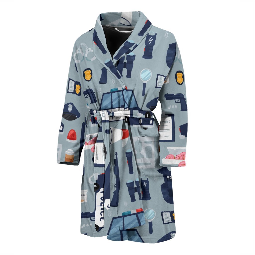 Pattern Print Police Men Long Robe-grizzshop