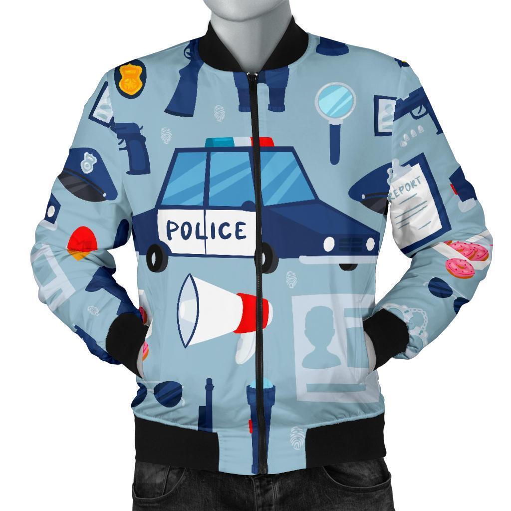 Pattern Print Police Men's Bomber Jacket-grizzshop