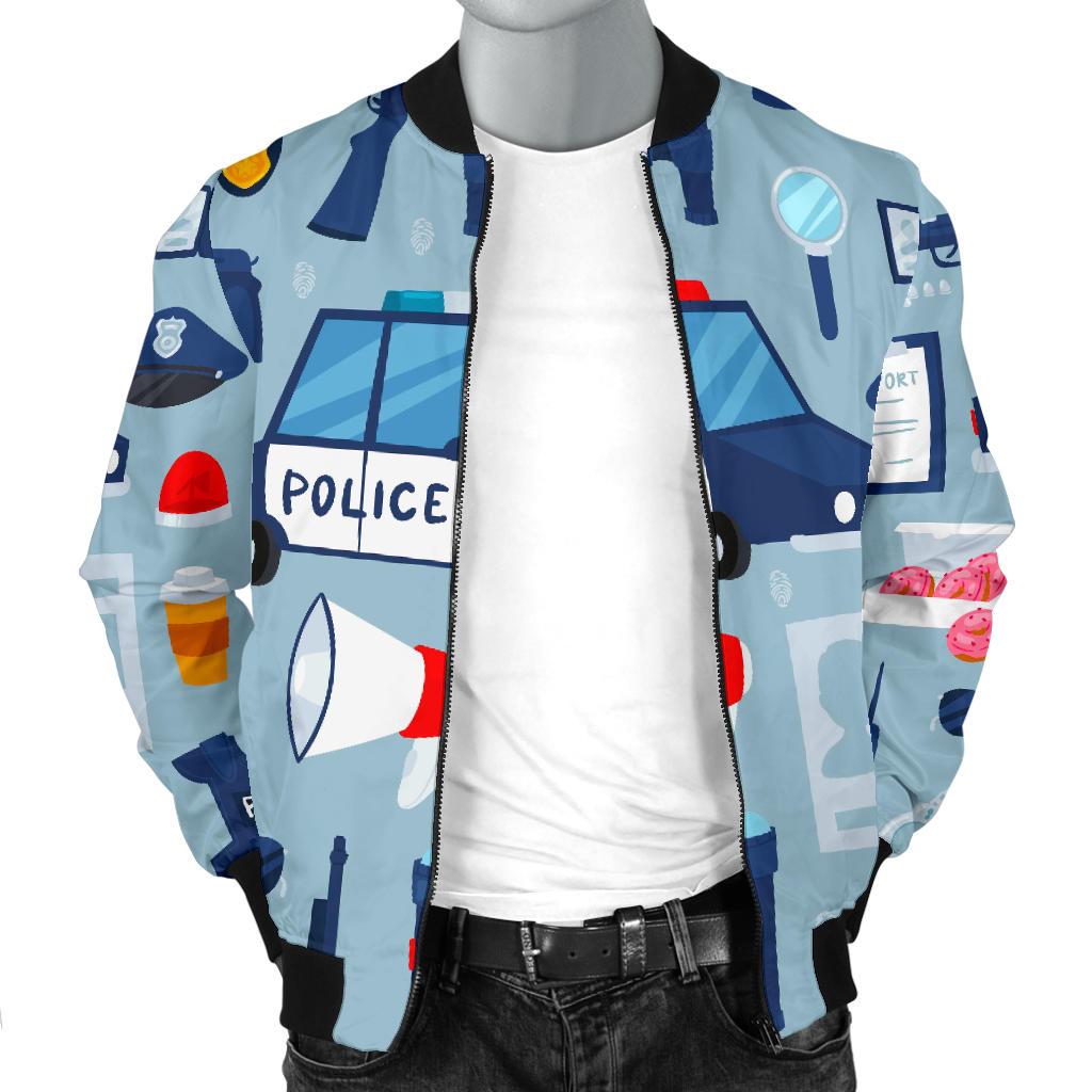 Pattern Print Police Men's Bomber Jacket-grizzshop