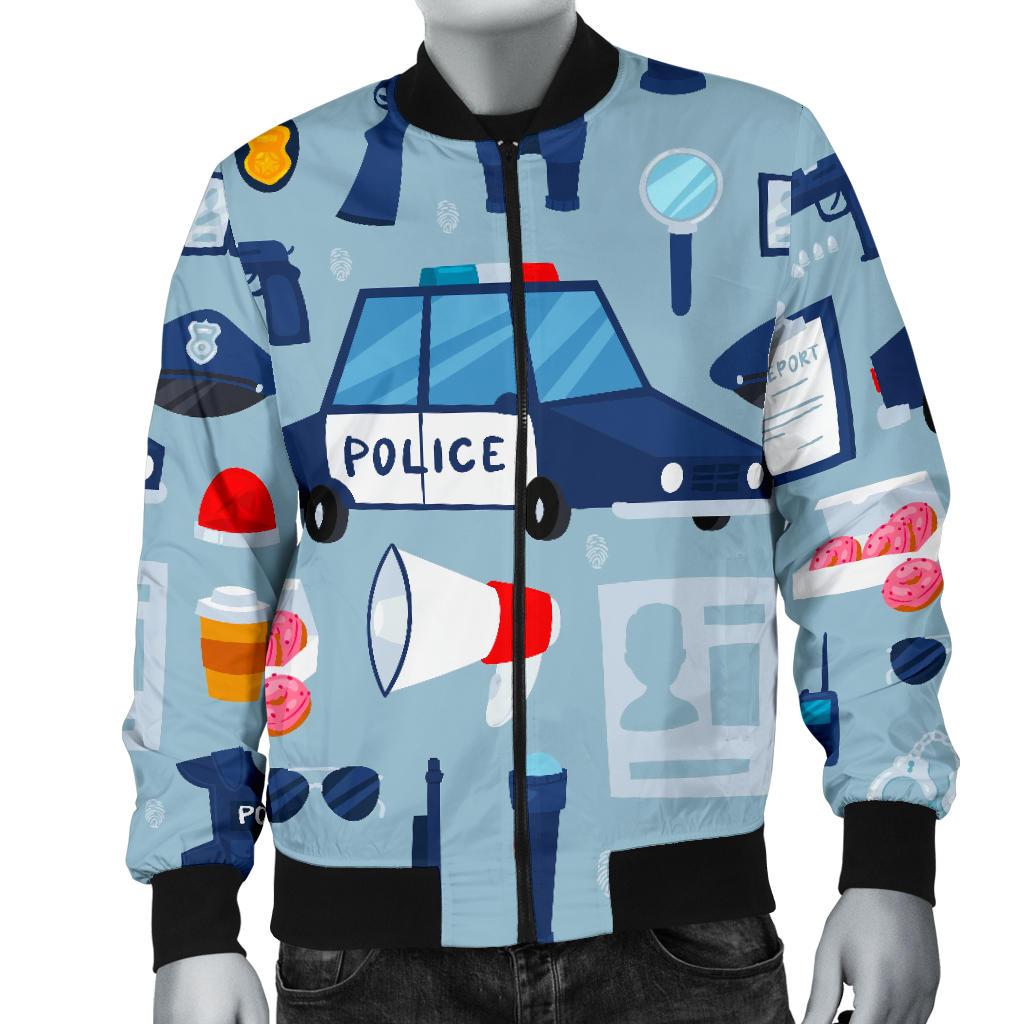 Pattern Print Police Men's Bomber Jacket-grizzshop