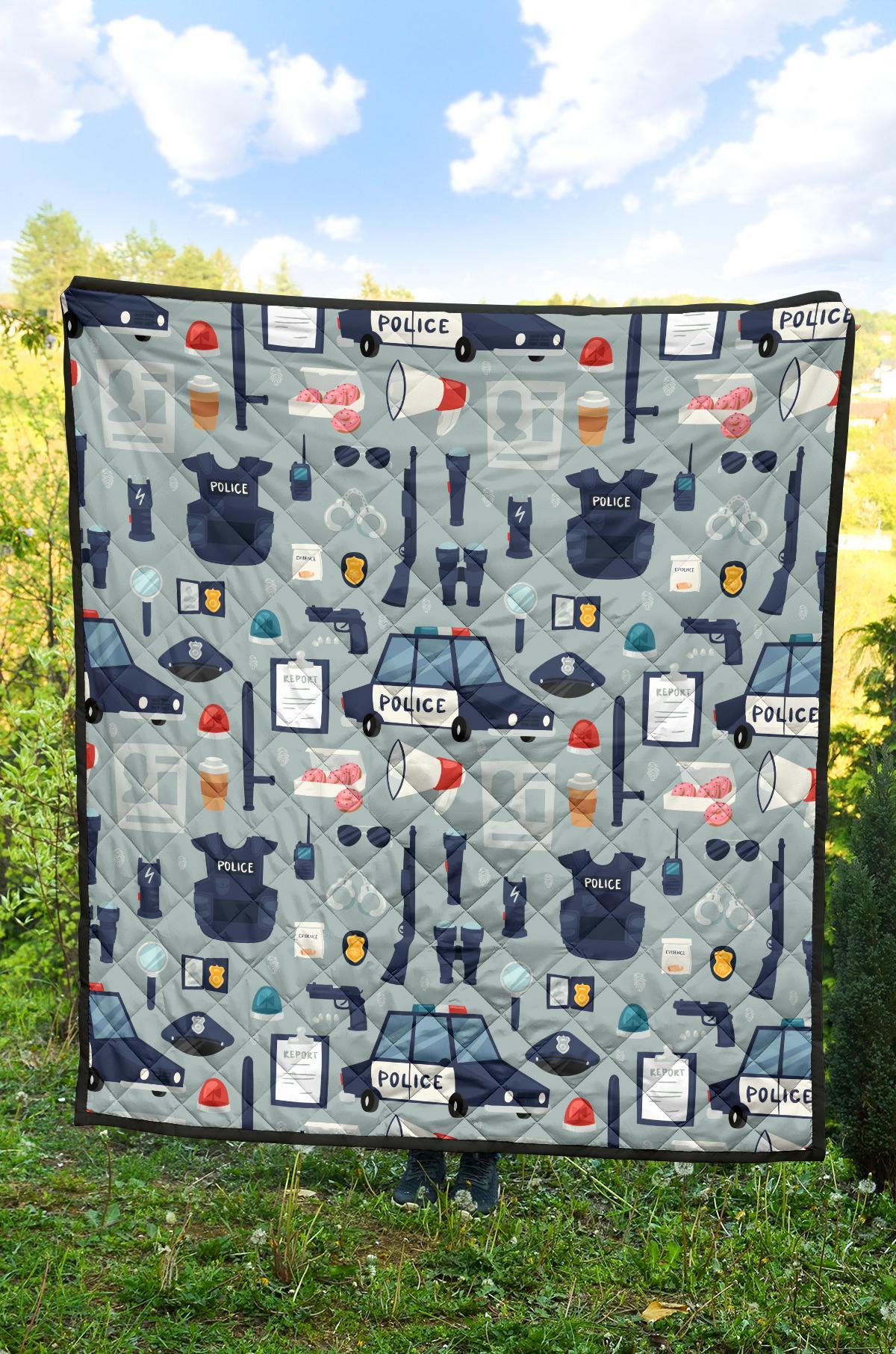 Pattern Print Police Quilt-grizzshop