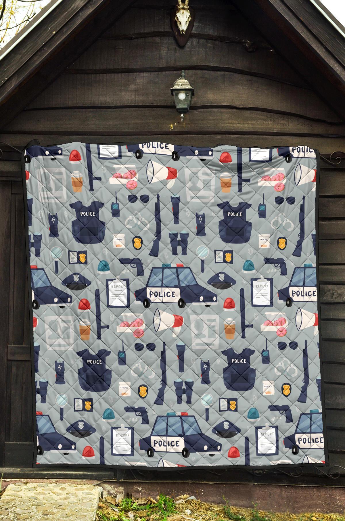 Pattern Print Police Quilt-grizzshop