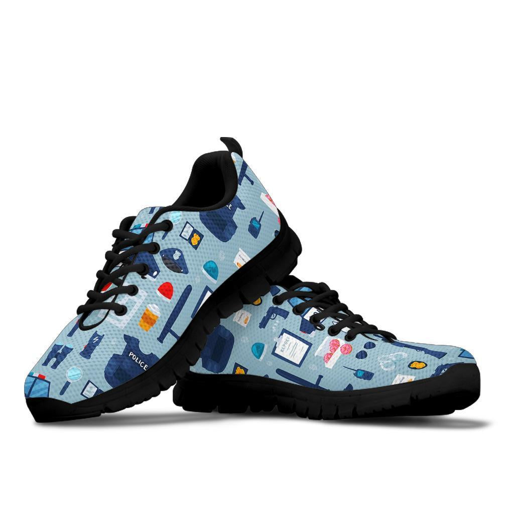 Pattern Print Police Sneaker Shoes For Men Women-grizzshop