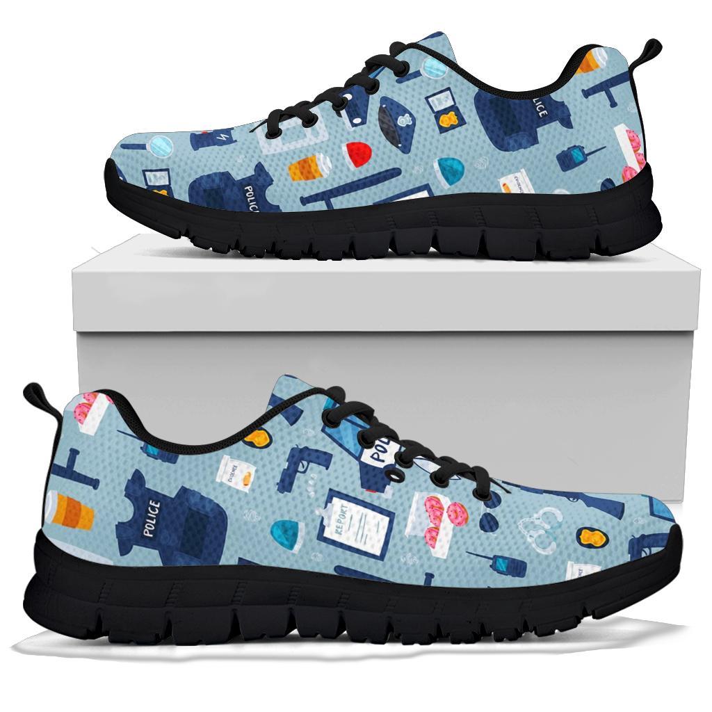 Pattern Print Police Sneaker Shoes For Men Women-grizzshop