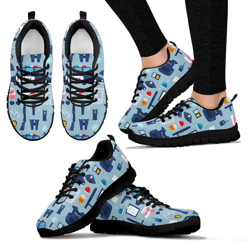 Pattern Print Police Sneaker Shoes For Men Women-grizzshop