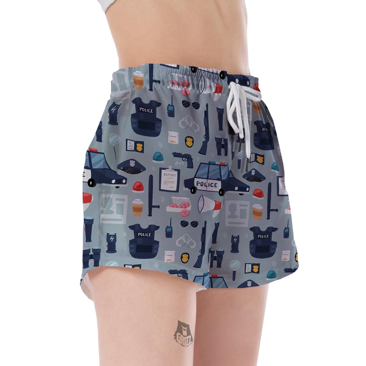 Pattern Print Police Women's Shorts-grizzshop
