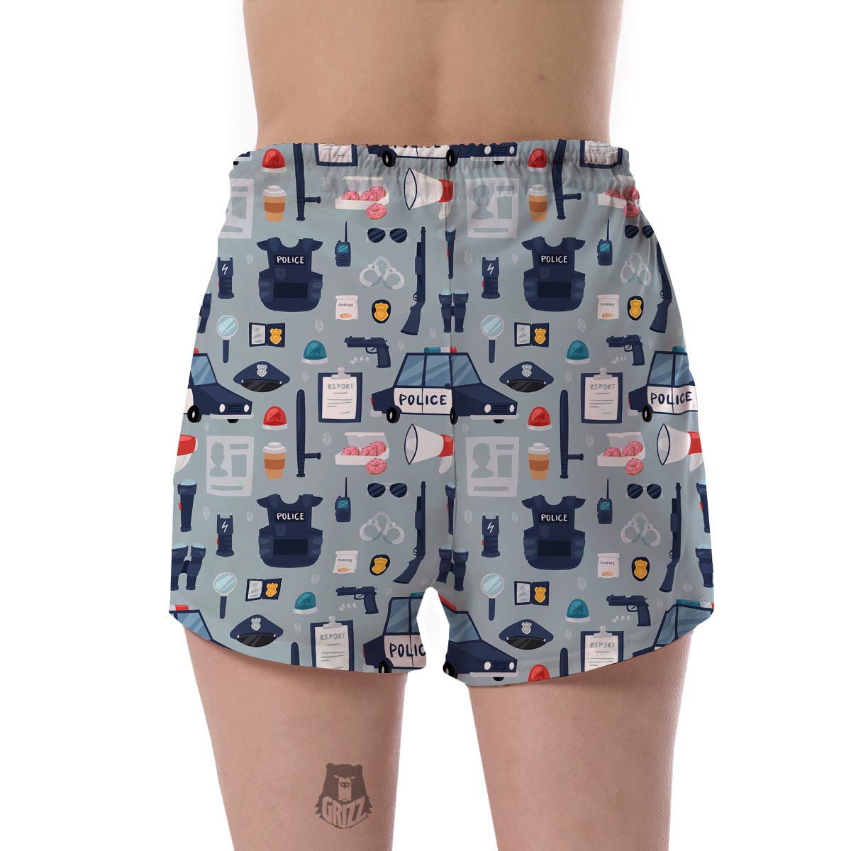 Pattern Print Police Women's Shorts-grizzshop
