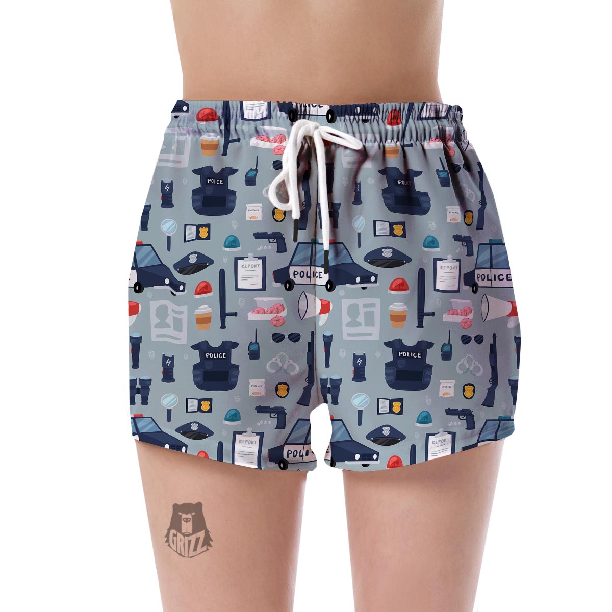 Pattern Print Police Women's Shorts-grizzshop