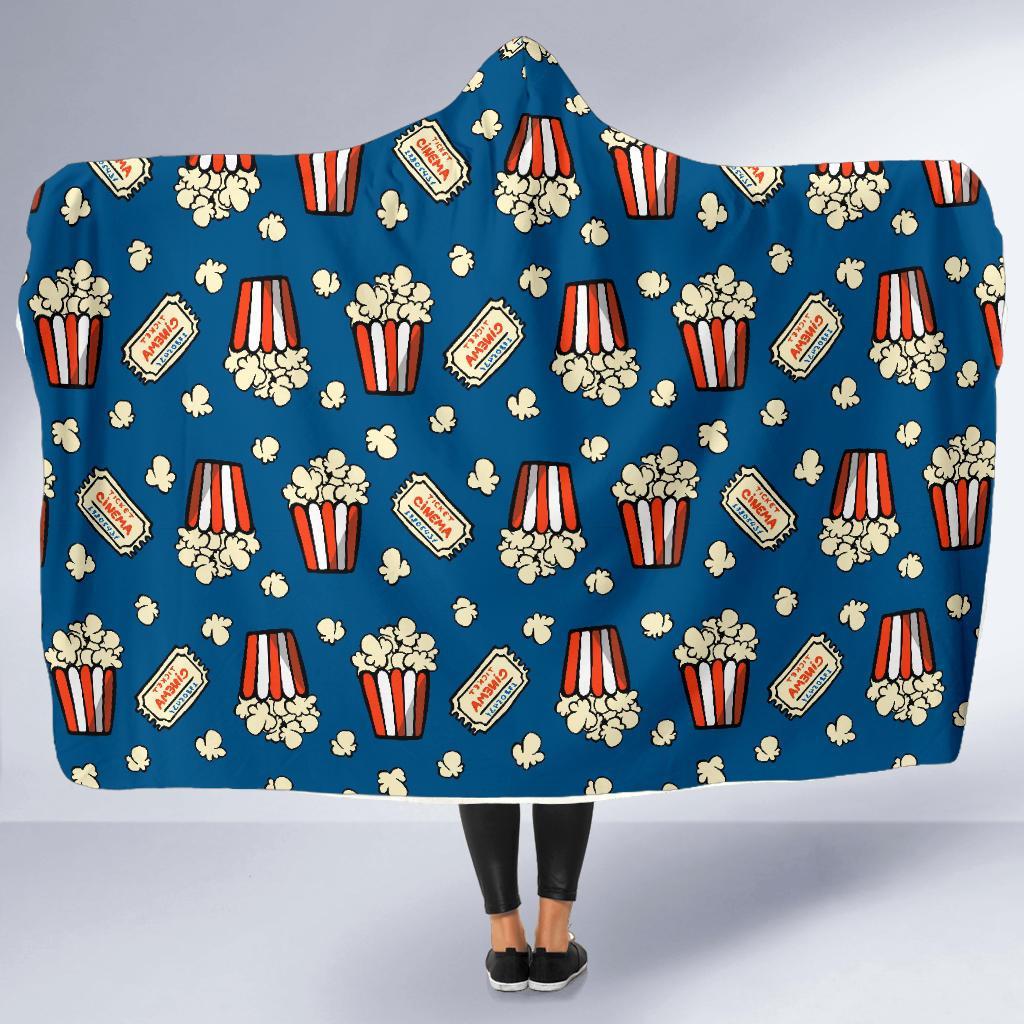 Pattern Print Popcorn Hooded Blanket-grizzshop