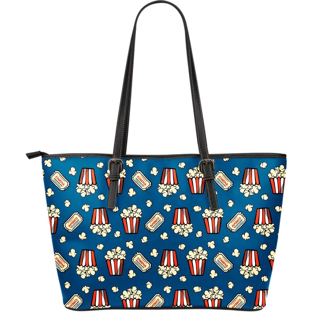 Pattern Print Popcorn Leather Tote Bag-grizzshop