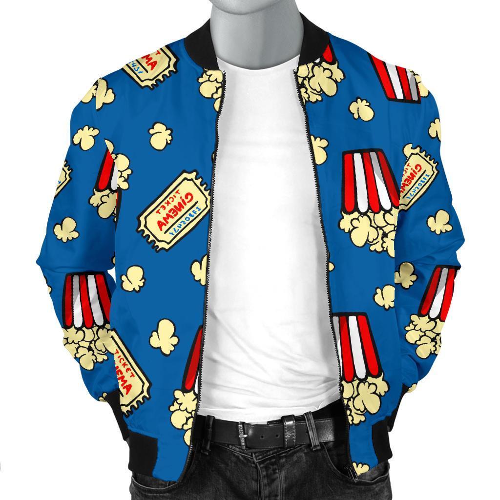 Pattern Print Popcorn Men's Bomber Jacket-grizzshop