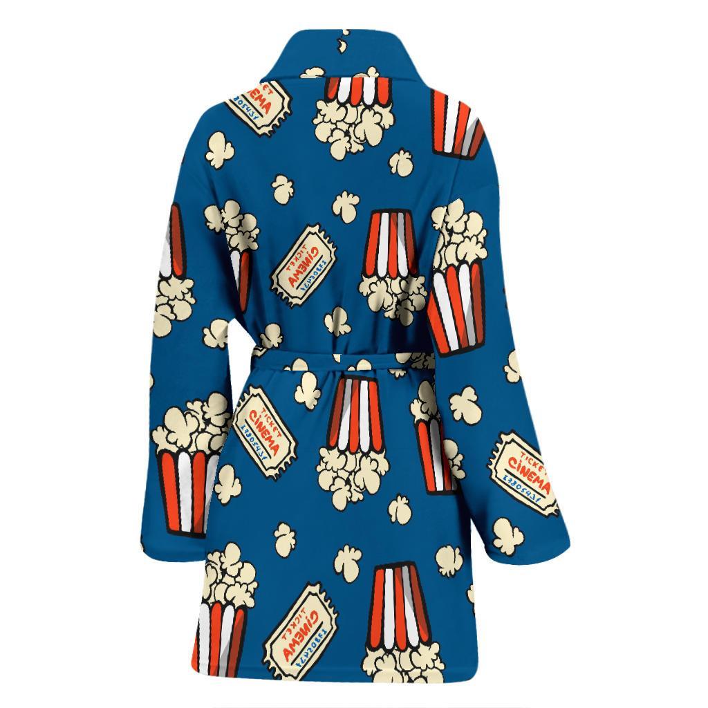 Pattern Print Popcorn Women Long Robe-grizzshop