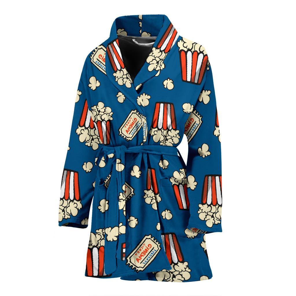 Pattern Print Popcorn Women Long Robe-grizzshop