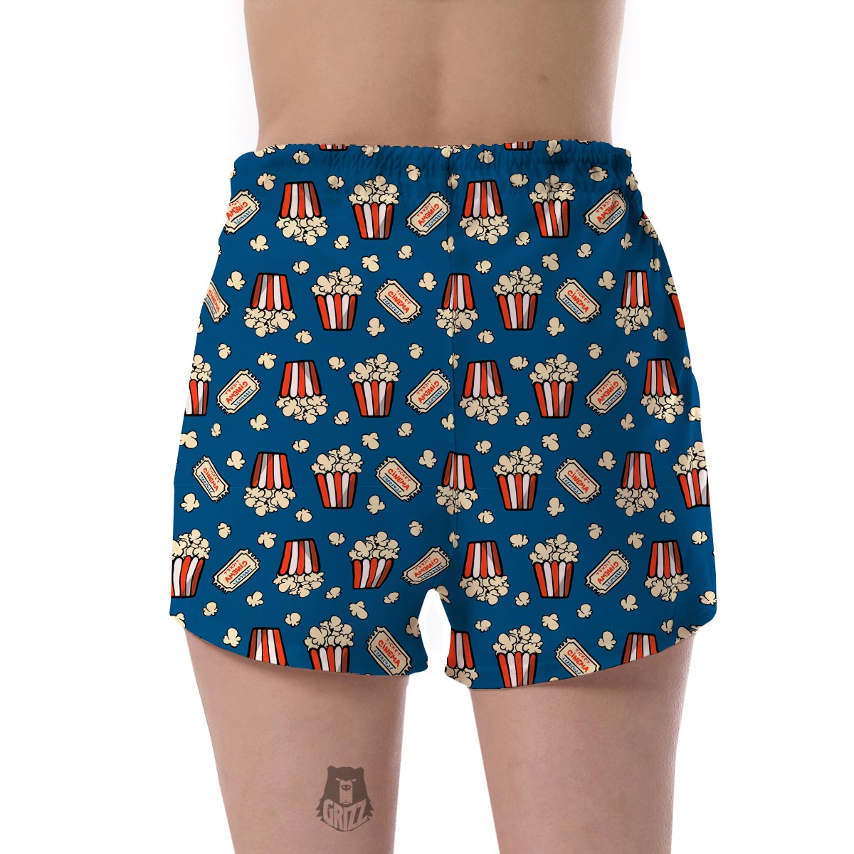 Pattern Print Popcorn Women's Shorts-grizzshop