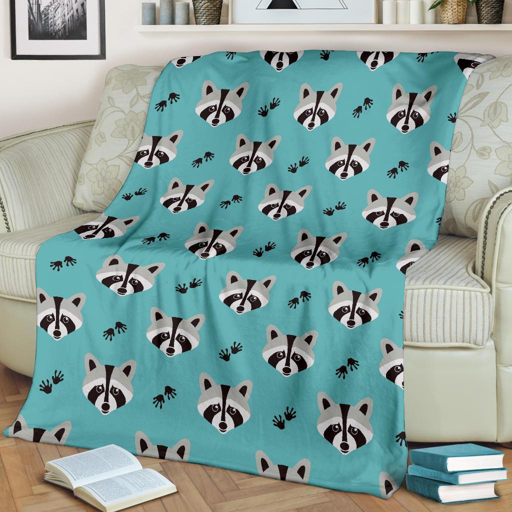 Pattern Print Raccoon Blanket-grizzshop