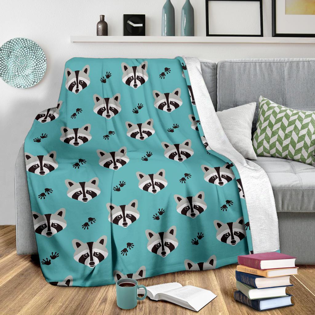 Pattern Print Raccoon Blanket-grizzshop