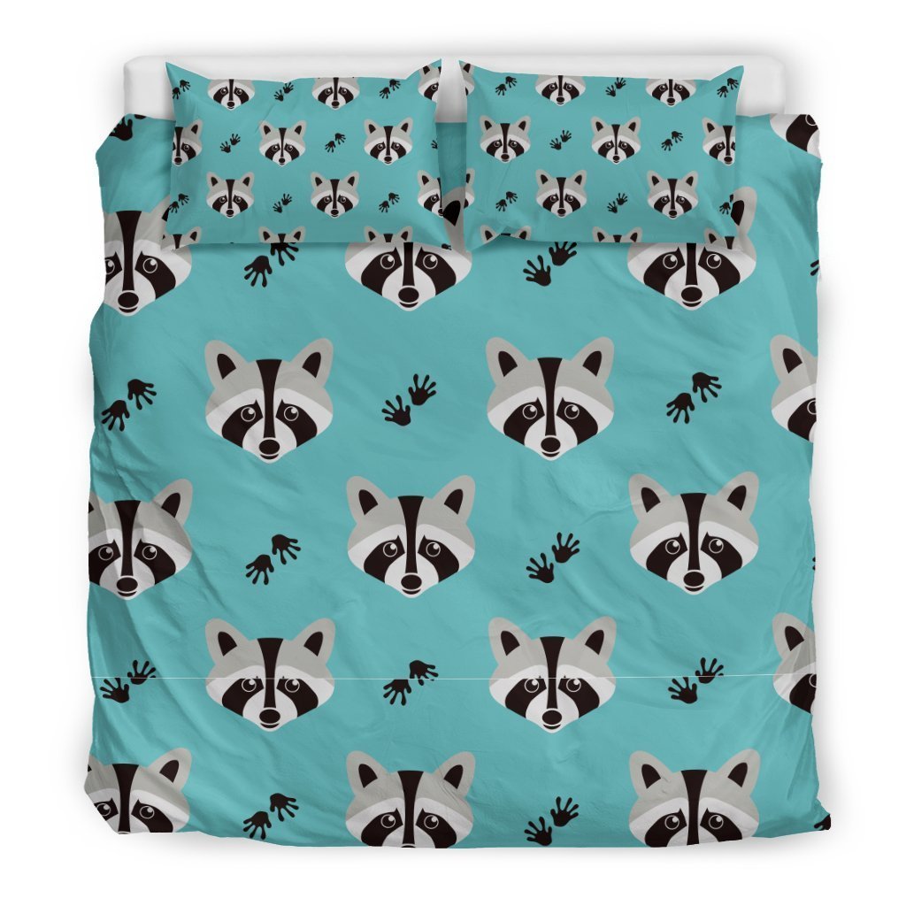 Pattern Print Raccoon Duvet Cover Bedding Set-grizzshop