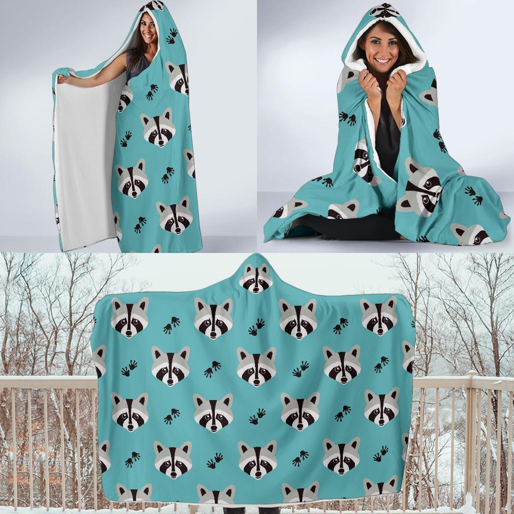 Pattern Print Raccoon Hooded Blanket-grizzshop