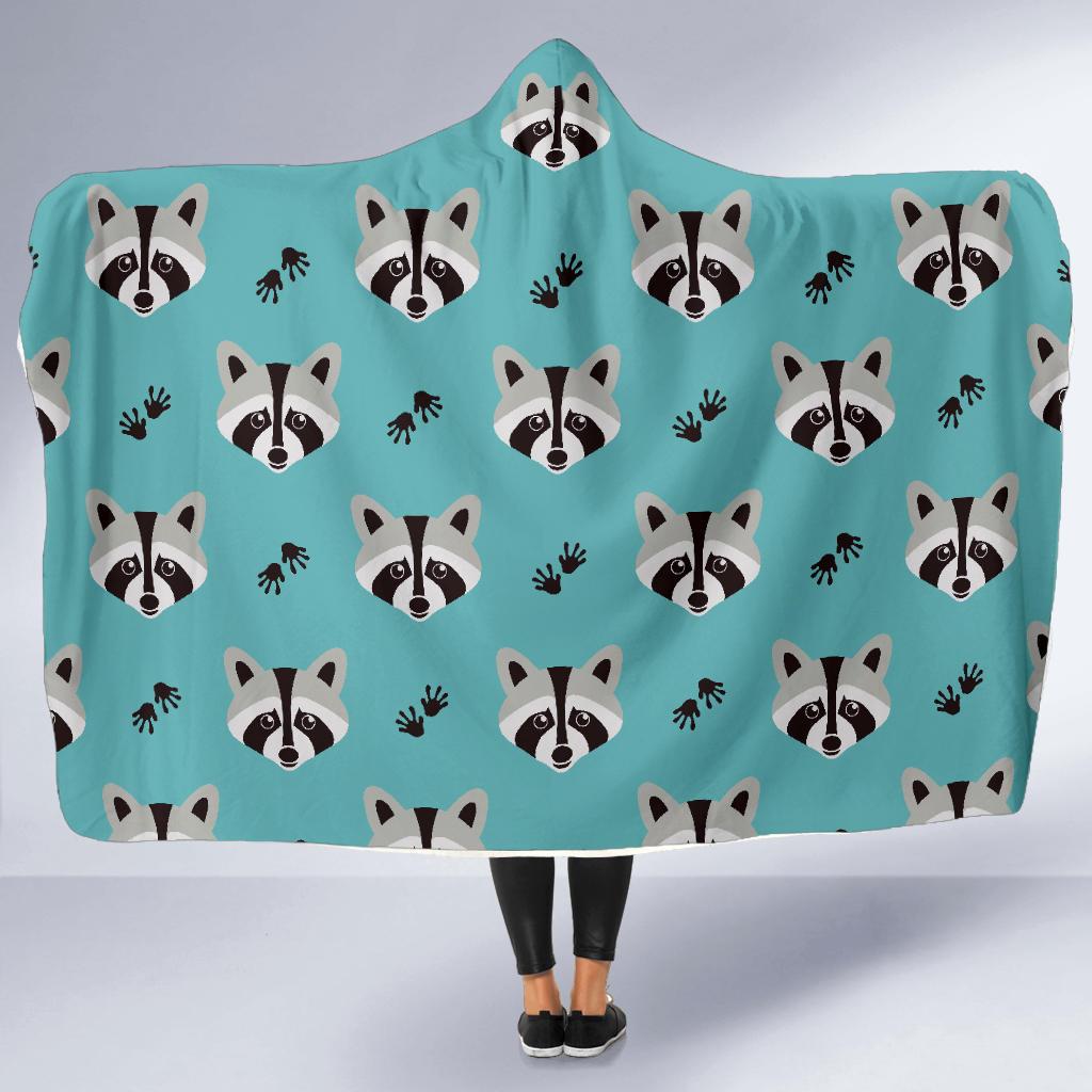 Pattern Print Raccoon Hooded Blanket-grizzshop