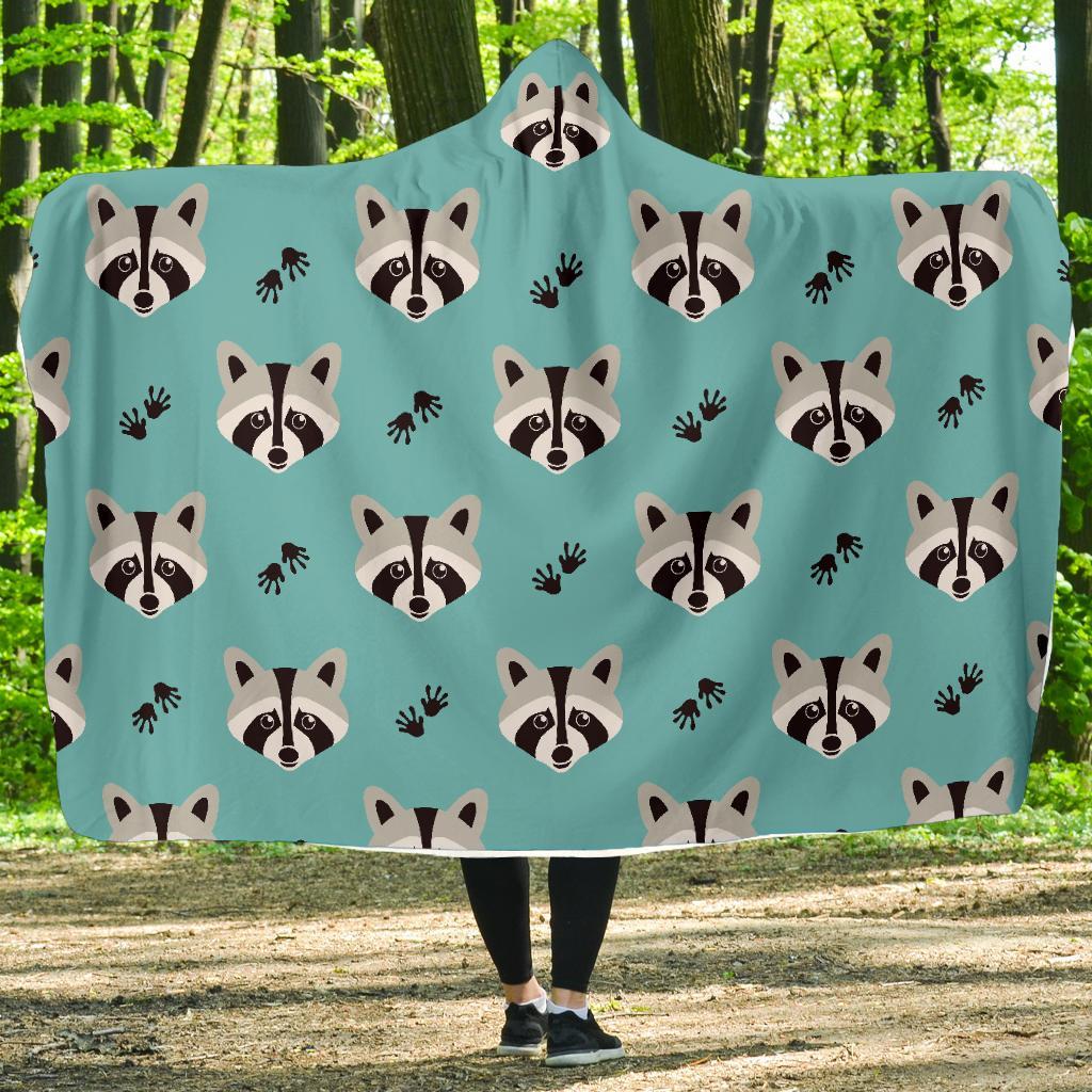 Pattern Print Raccoon Hooded Blanket-grizzshop