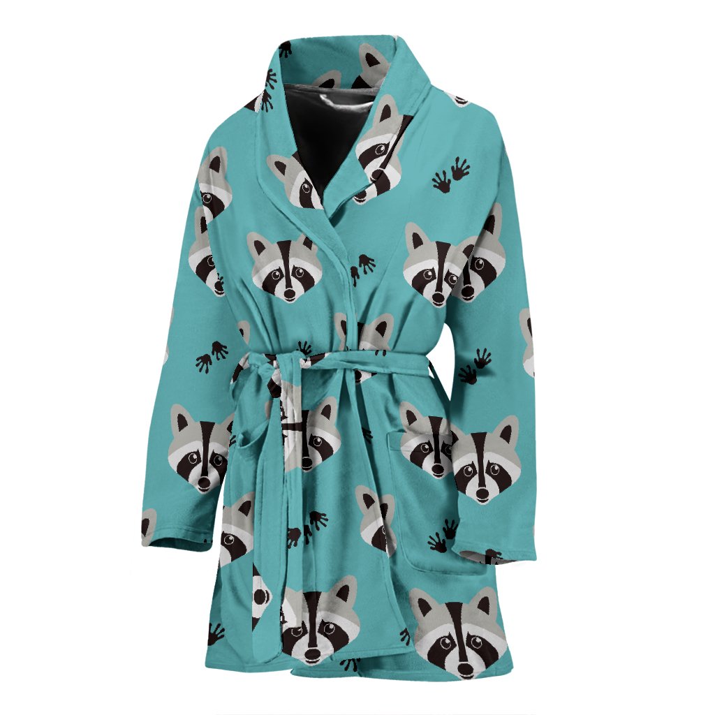 Pattern Print Raccoon Pattern Print Women Long Robe-grizzshop