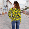 Pattern Print Radiation Women Off Shoulder Sweatshirt-grizzshop