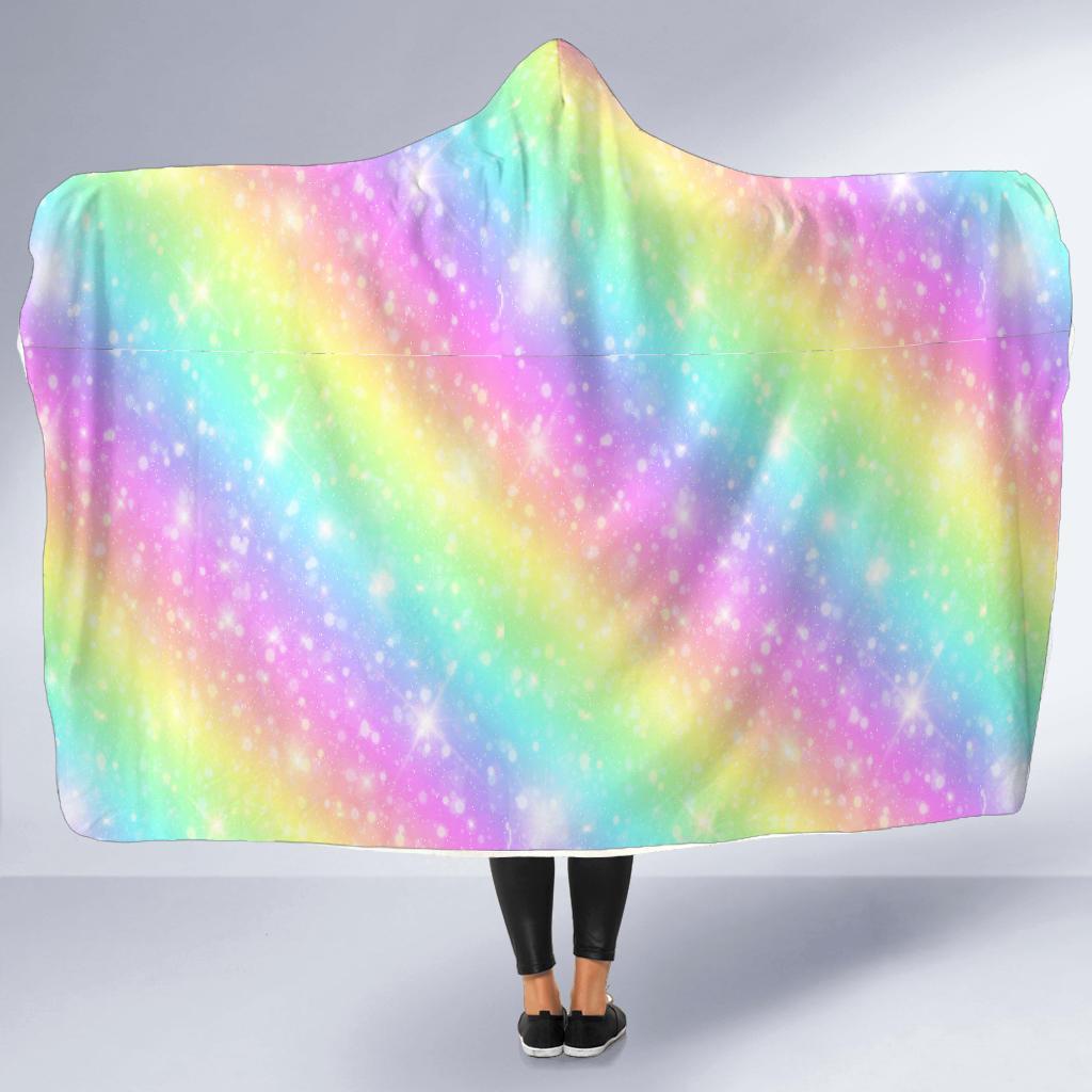 Pattern Print Rainbow Colorful Hooded Blanket-grizzshop