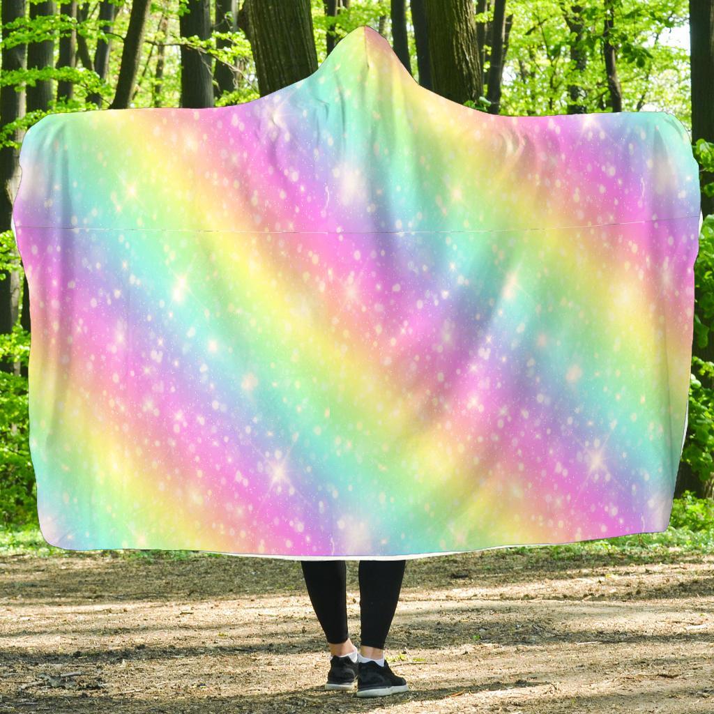 Pattern Print Rainbow Colorful Hooded Blanket-grizzshop