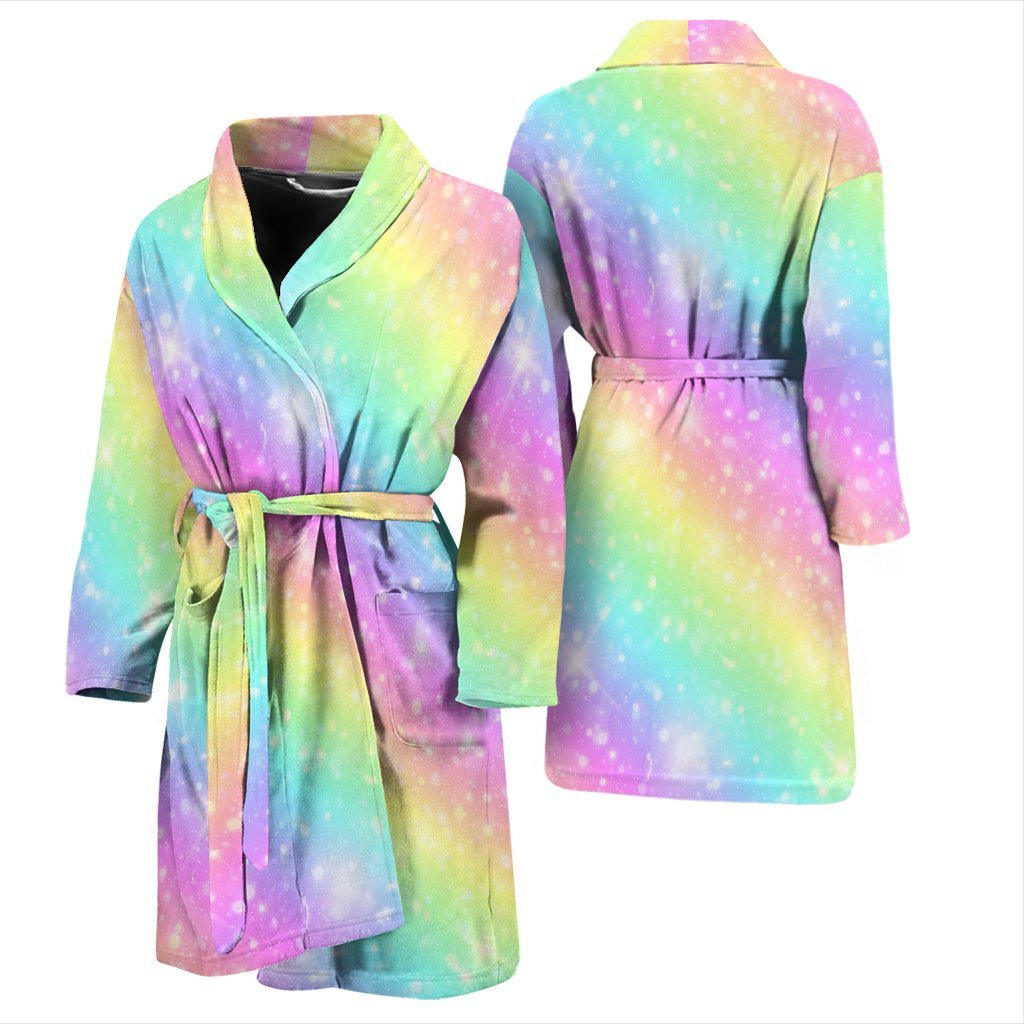 Pattern Print Rainbow Colorful Men Long Robe-grizzshop