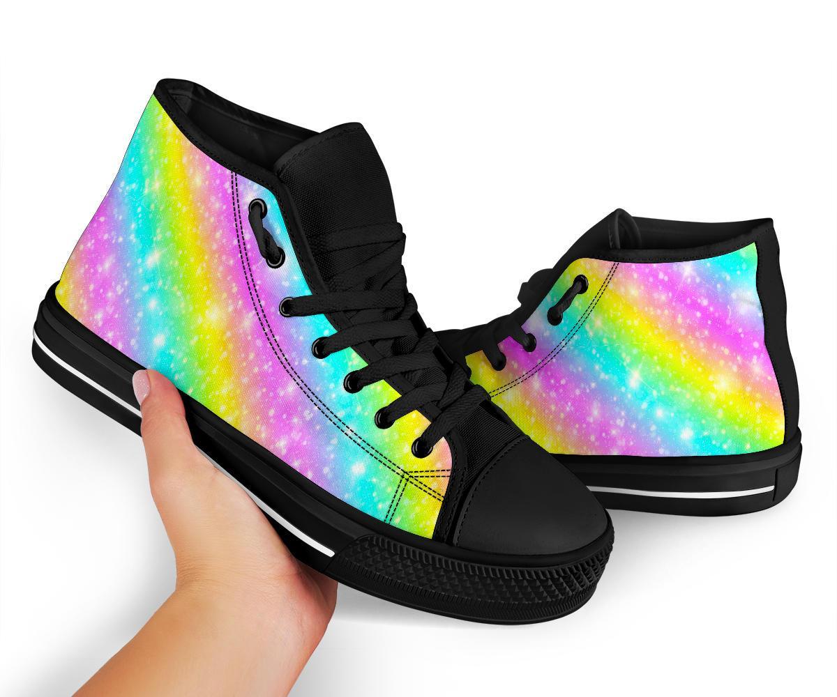 Pattern Print Rainbow Colorful Men Women's High Top Shoes-grizzshop