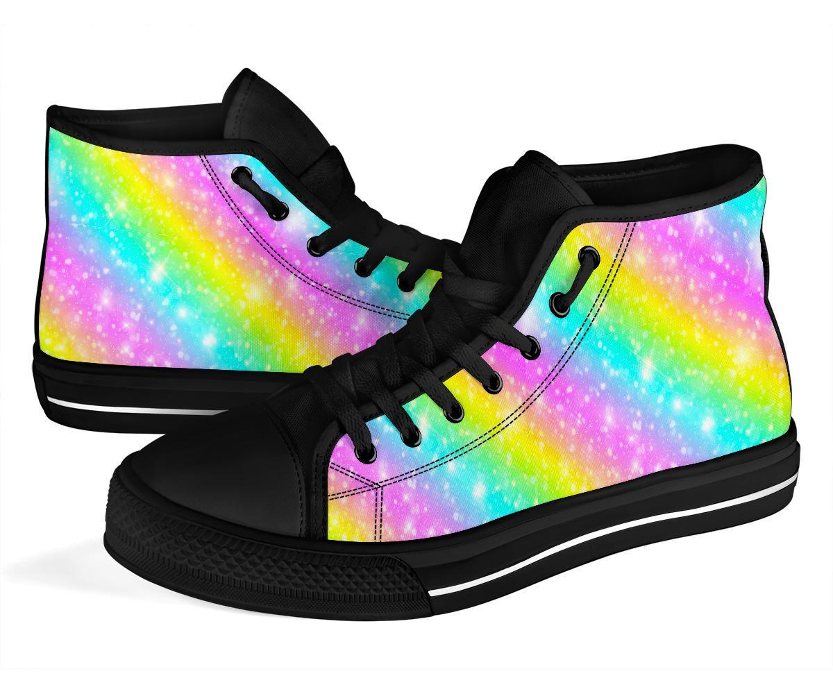 Pattern Print Rainbow Colorful Men Women's High Top Shoes-grizzshop