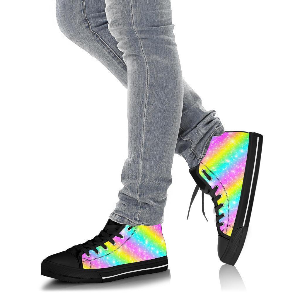 Pattern Print Rainbow Colorful Men Women's High Top Shoes-grizzshop