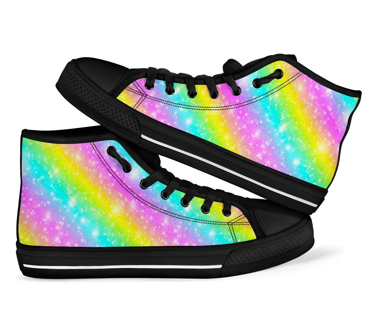 Pattern Print Rainbow Colorful Men Women's High Top Shoes-grizzshop