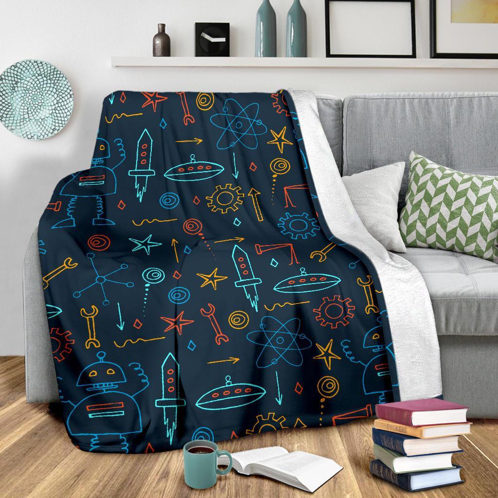 Pattern Print Robot Cyborg Blanket-grizzshop