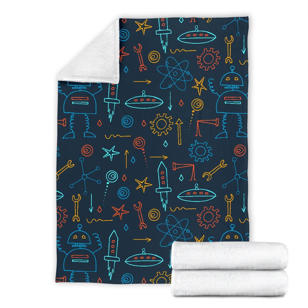 Pattern Print Robot Cyborg Blanket-grizzshop