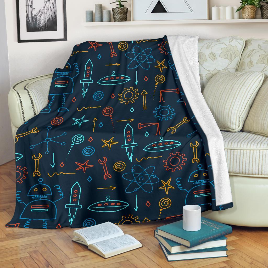 Pattern Print Robot Cyborg Blanket-grizzshop