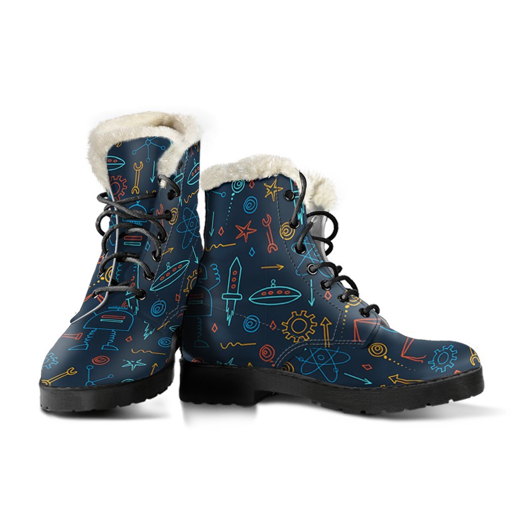 Pattern Print Robot Cyborg Comfy Winter Boots-grizzshop
