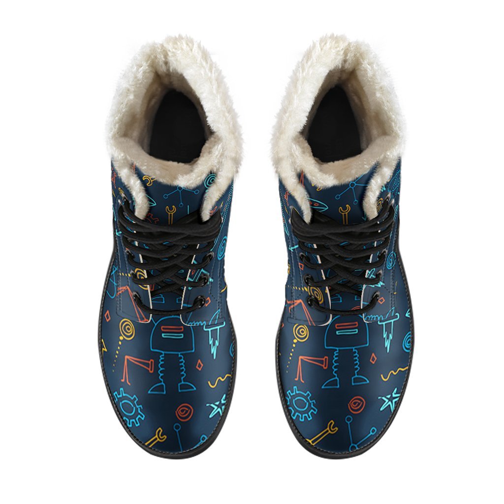 Pattern Print Robot Cyborg Comfy Winter Boots-grizzshop