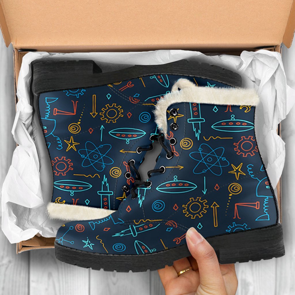Pattern Print Robot Cyborg Comfy Winter Boots-grizzshop