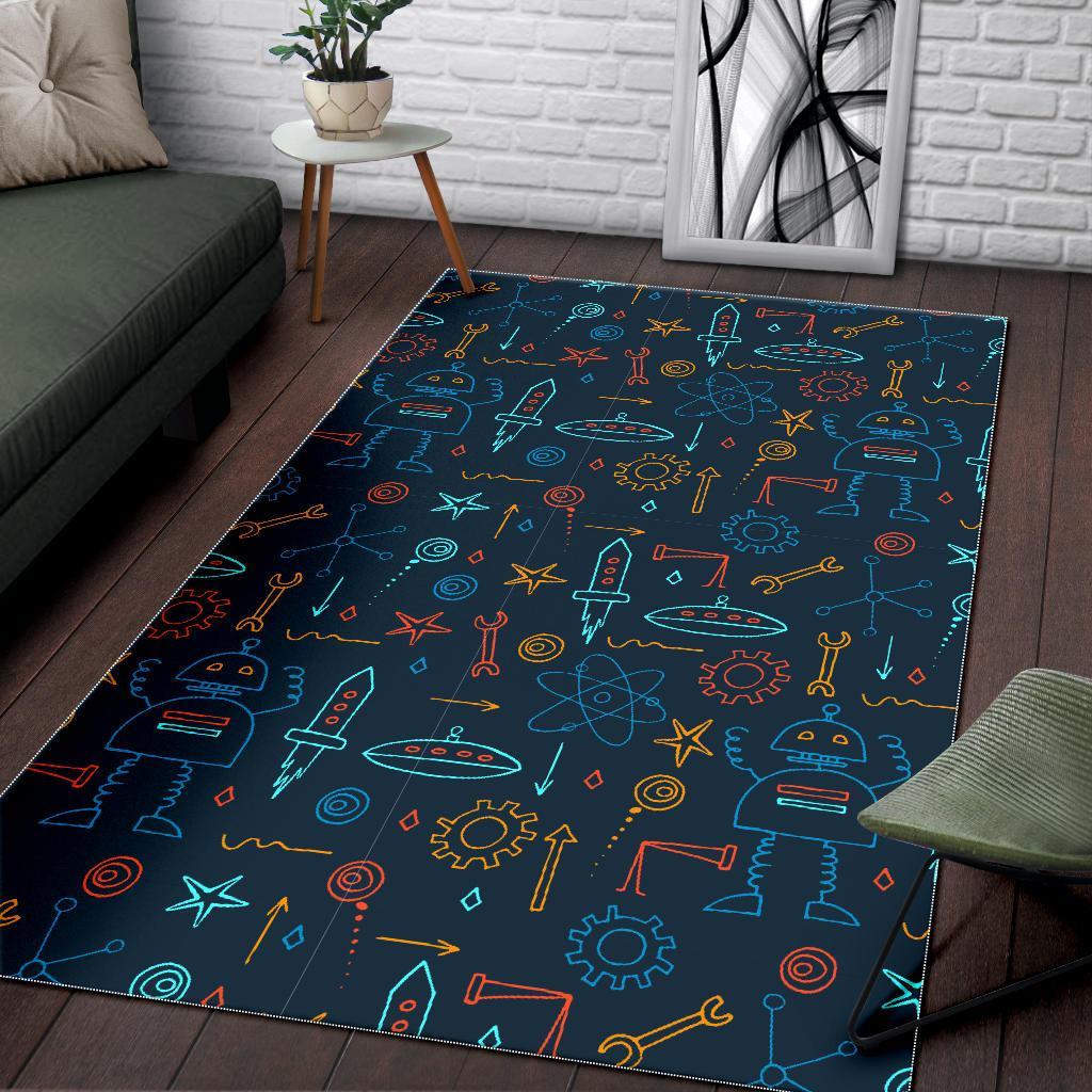 Pattern Print Robot Cyborg Floor Mat-grizzshop