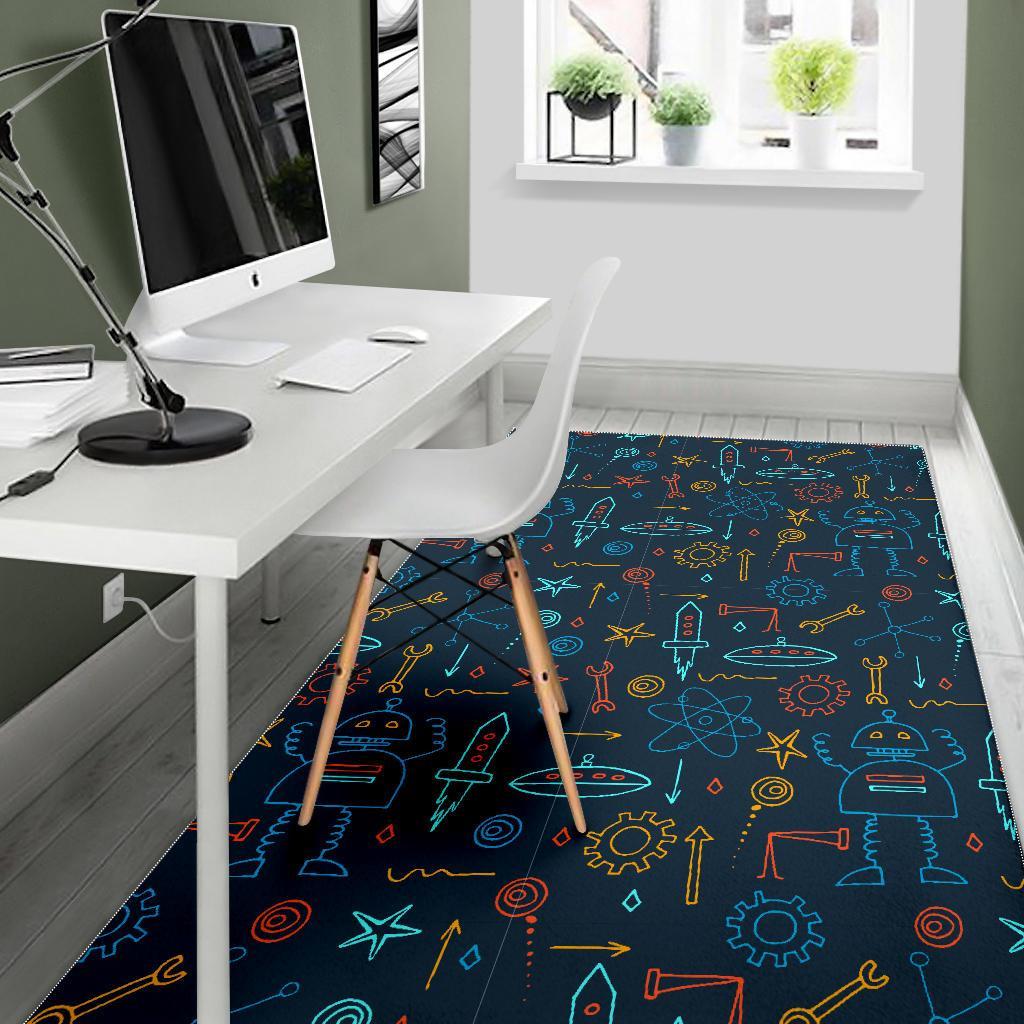 Pattern Print Robot Cyborg Floor Mat-grizzshop