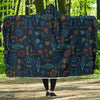 Pattern Print Robot Cyborg Hooded Blanket-grizzshop