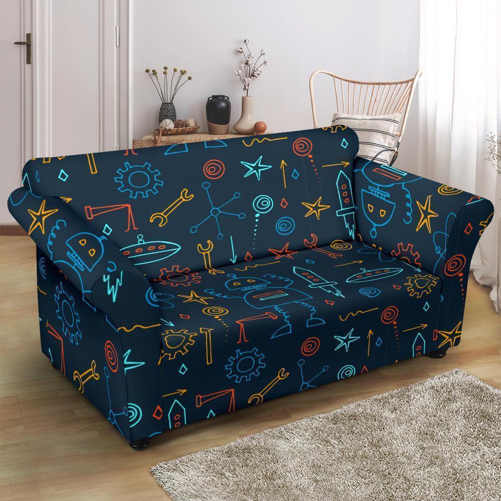 Pattern Print Robot Cyborg Loveseat Cover-grizzshop