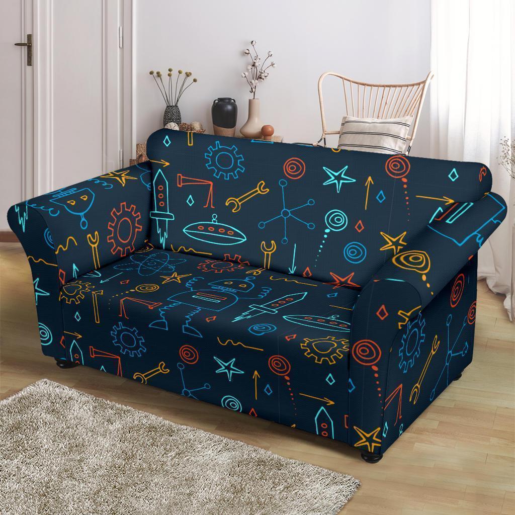 Pattern Print Robot Cyborg Loveseat Cover-grizzshop